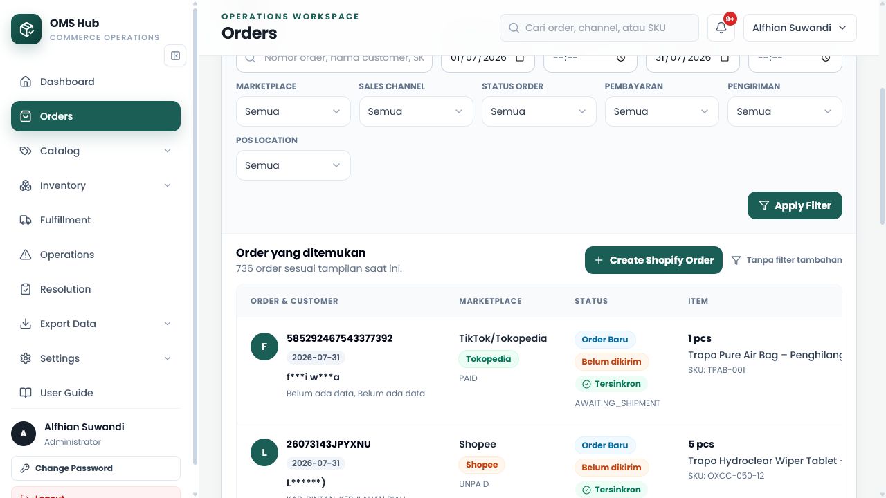 Retail Operations Hub — Centralized orders