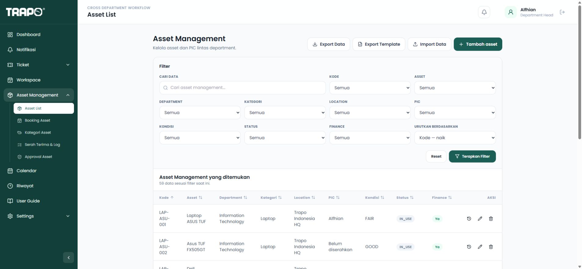 Work Management System — Asset management
